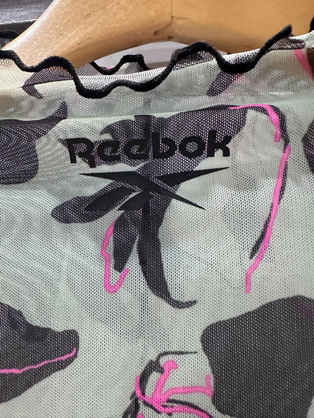 Reebok Mint, Pink & Black Floral Mesh Long Sleeve Top - Picture 5 of 5